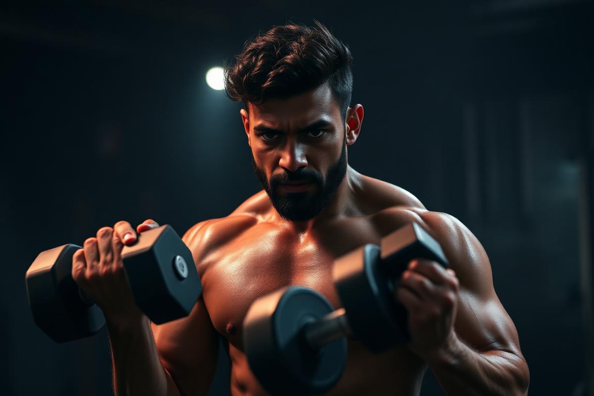 Coach demonstrating a dumbbell workout